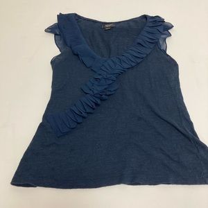 Deletta (Anthropologie) navy blue with ruffle top